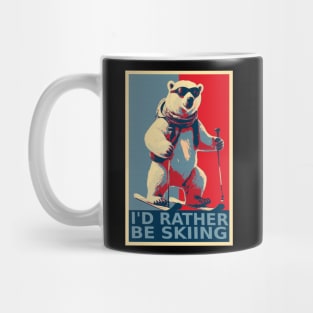 I'd Rather Be Skiing Funny Polar Bear Skiing HOPE Mug